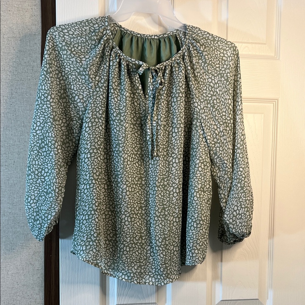 Green Patterned Women's Top